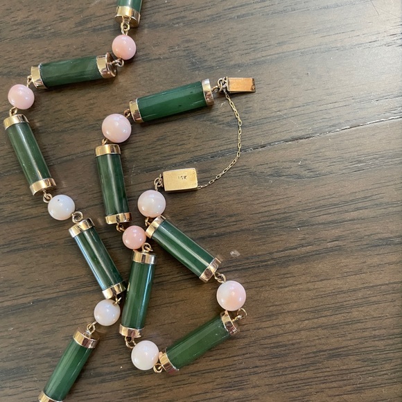 14k jade and coral necklace and bracelet - Picture 5 of 5